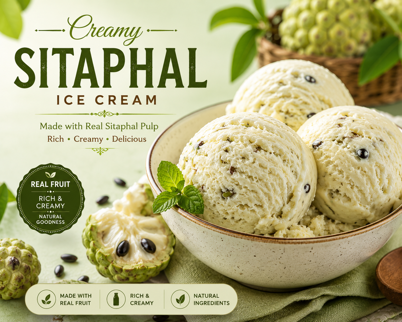 Creamy Sitaphal Ice Cream
